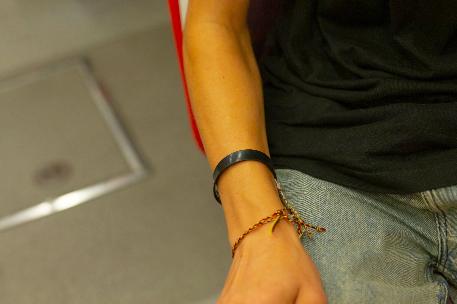 This is a closeup view of an individual s wrist adorned with a bracelet