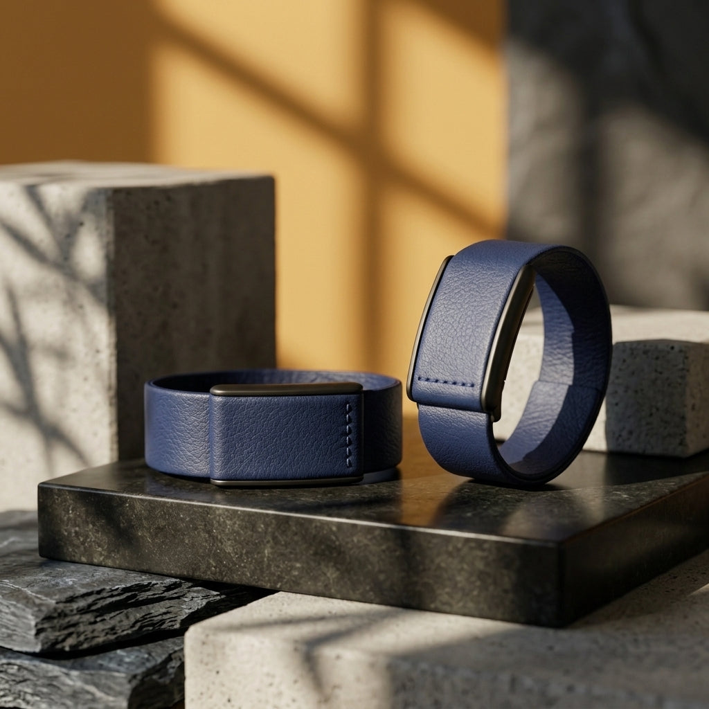 Ecoband 5.0 Blu Notte — sustainable PFAS-free leather alternative, WHOOP-compatible band