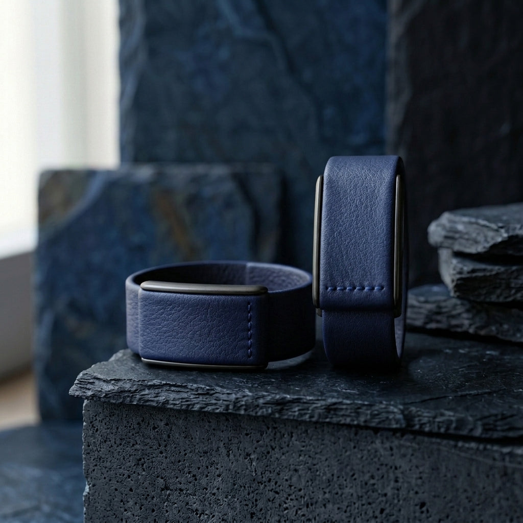 Blu Notte Ecoband 5.0 — bio-based Viridis leather WHOOP strap in midnight blue