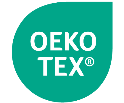 OEKO-TEX Standard 100 label with a QR code and website URL on a white background