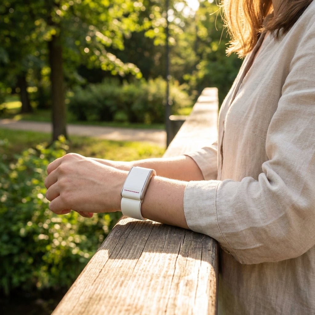 Ecoband 5.0 White/Pink — PFAS-free Italian leather alternative, handmade WHOOP-compatible band