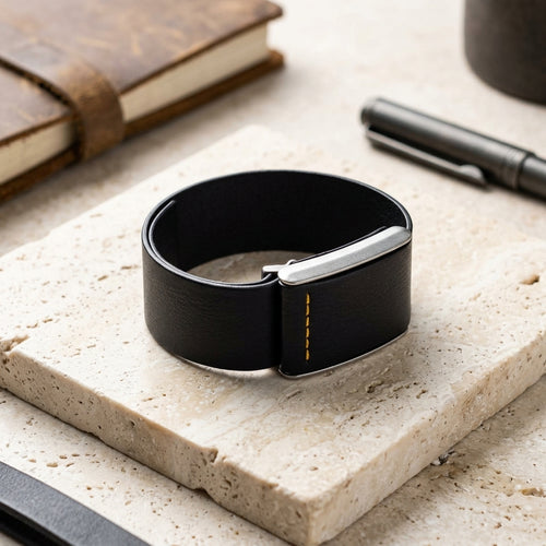 Ecoband 4.0 The Original in black with orange stitching — WHOOP-compatible band, handmade in Italy