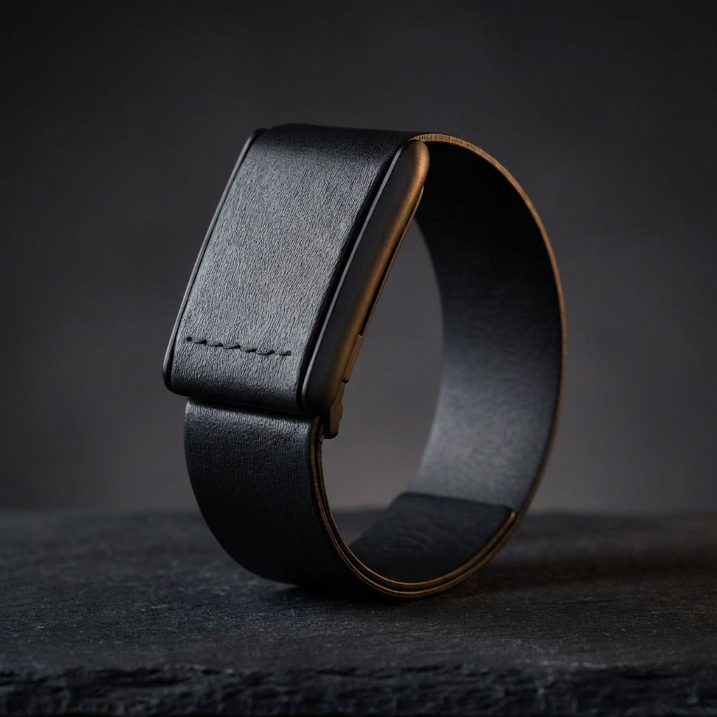 Rocker Duck Ecoband 5.0 Black – WHOOP-compatible Italian vegan leather band, handmade luxury WHOOP strap