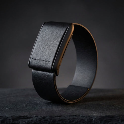 Rocker Duck Ecoband 5.0 Black – WHOOP-compatible Italian vegan leather band, handmade luxury WHOOP strap