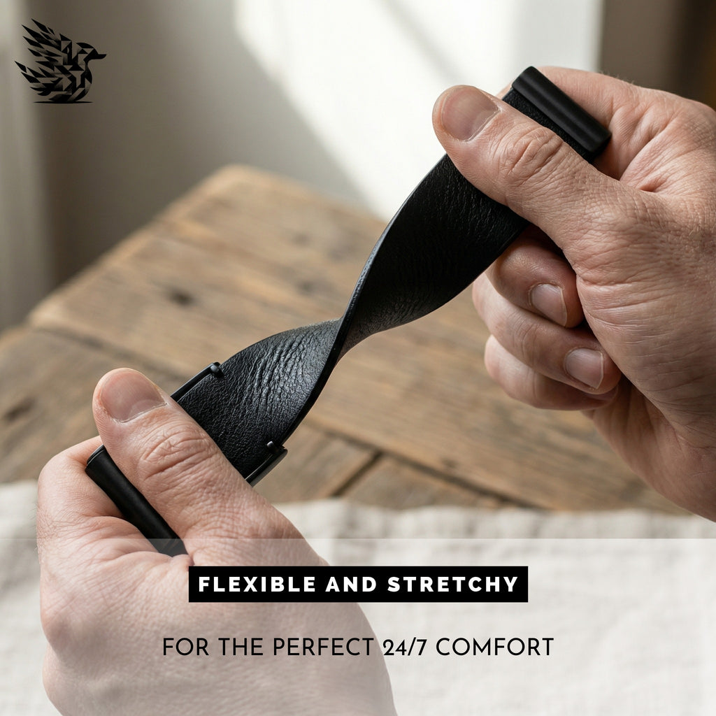 Rocker Duck Ecoband 5.0 in black — WHOOP-compatible band in bio-based Italian leather