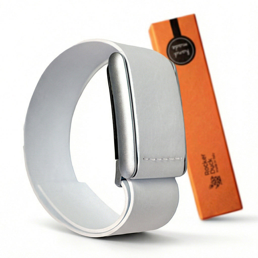 Rocker Duck Ecoband 5.0 White hero shot – handmade in Italy, sustainable WHOOP strap premium quality