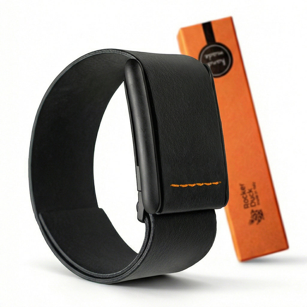 Ecoband 5.0 Sfumatura Black & Orange — Rocker Duck's signature WHOOP-compatible band, made in Italy