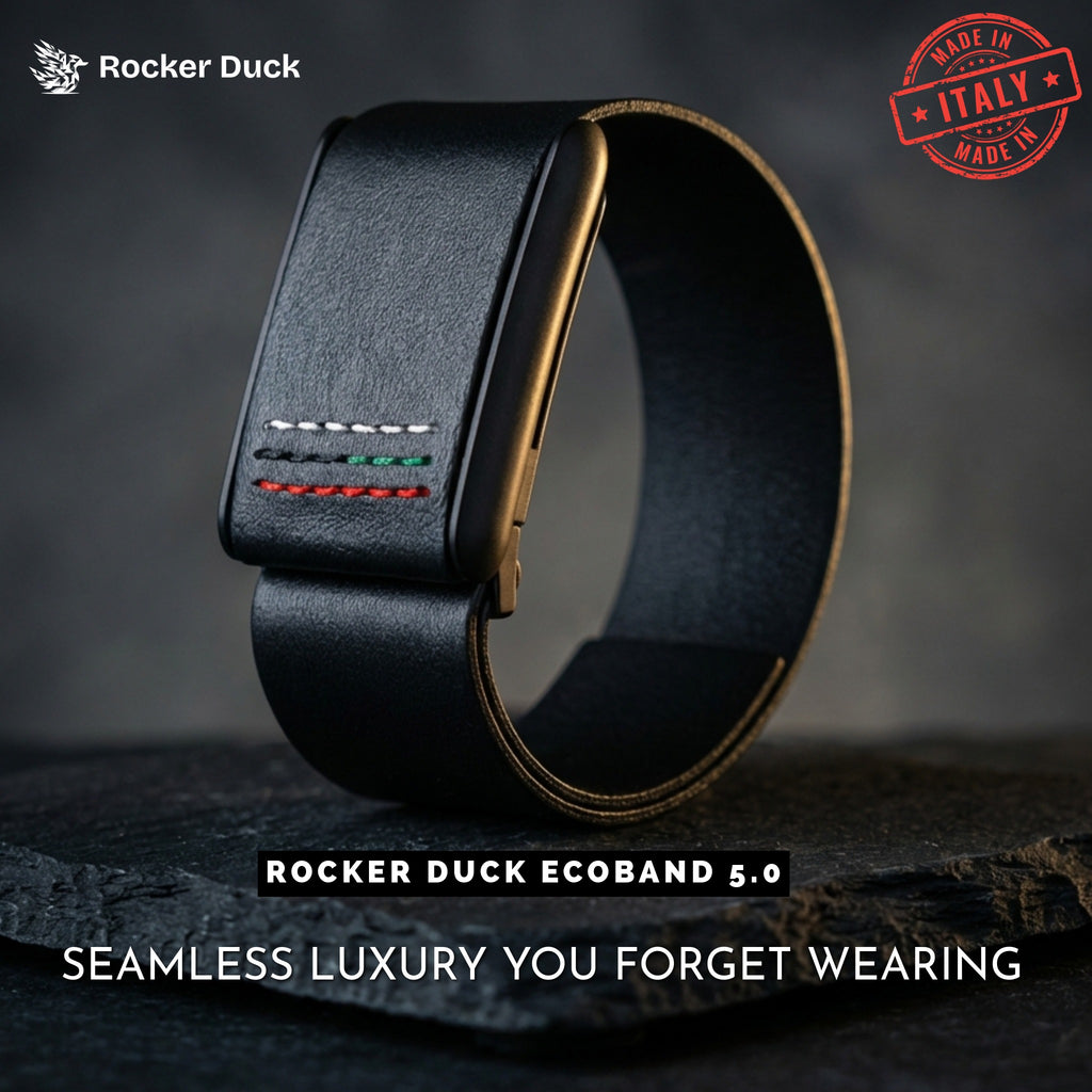 Ecoband 5.0 Roots UAE Flag — WHOOP-compatible Italian vegan leather band in UAE national colours