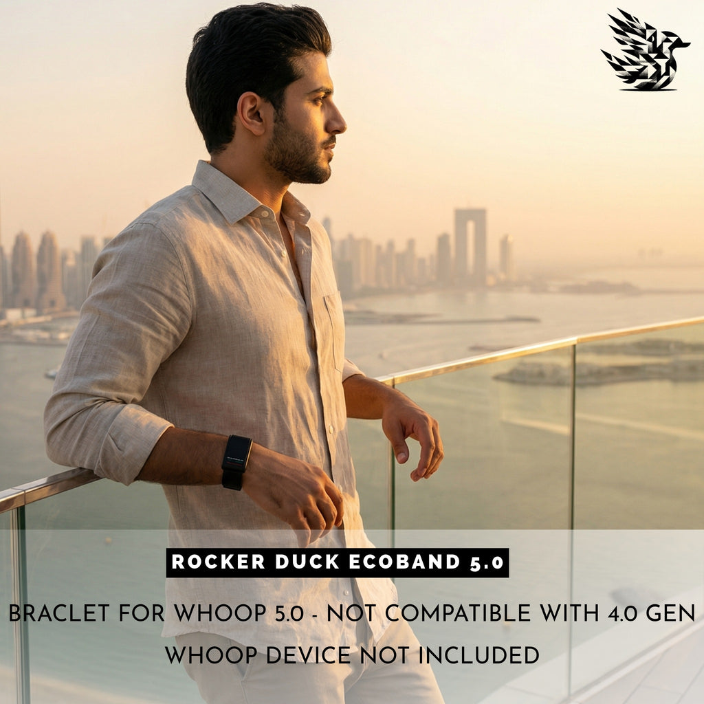 UAE Flag Ecoband 5.0 — handmade Italian leather WHOOP strap celebrating Emirati identity