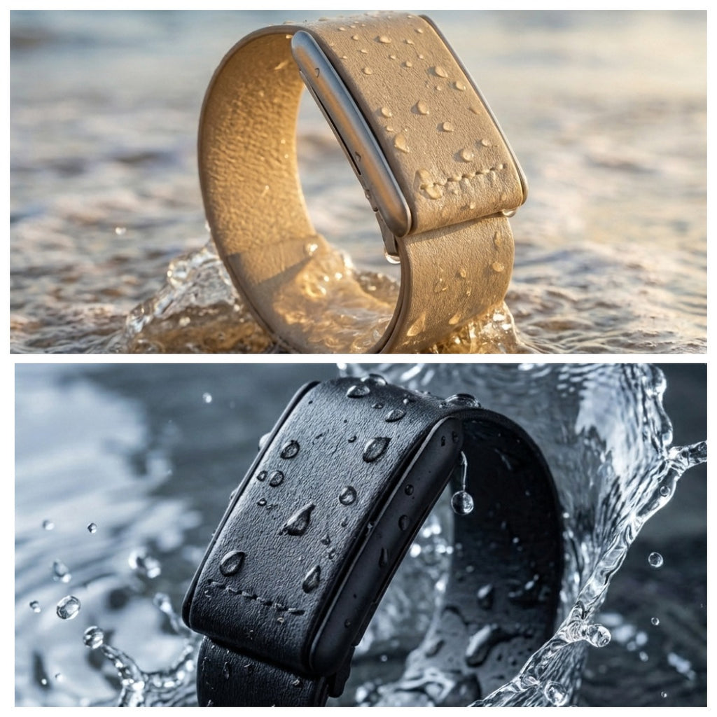 Ecoband Essentials Combo — Black and Sand WHOOP-compatible Italian vegan leather bands