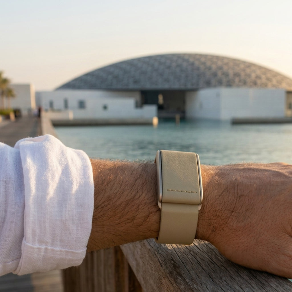 Essentials Combo Black & Sand — two handmade Italian WHOOP straps by Rocker Duck