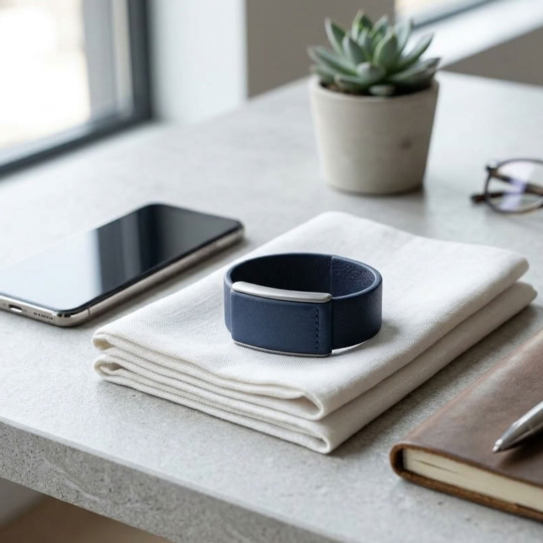 Ecoband 5.0 in Blue — bio-based Italian leather WHOOP 5.0 band (blue)