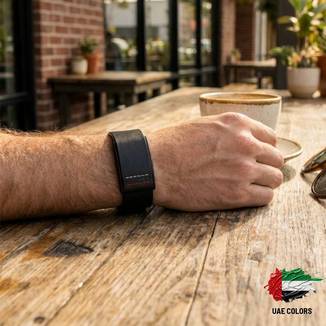 Rocker Duck Ecoband 5.0 Roots UAE Flag – limited edition WHOOP-compatible Italian vegan leather band