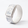 Ecoband 5.0 Tropicale — engraved Italian bio-leather WHOOP band by Rocker Duck, hibiscus and monstera in silver