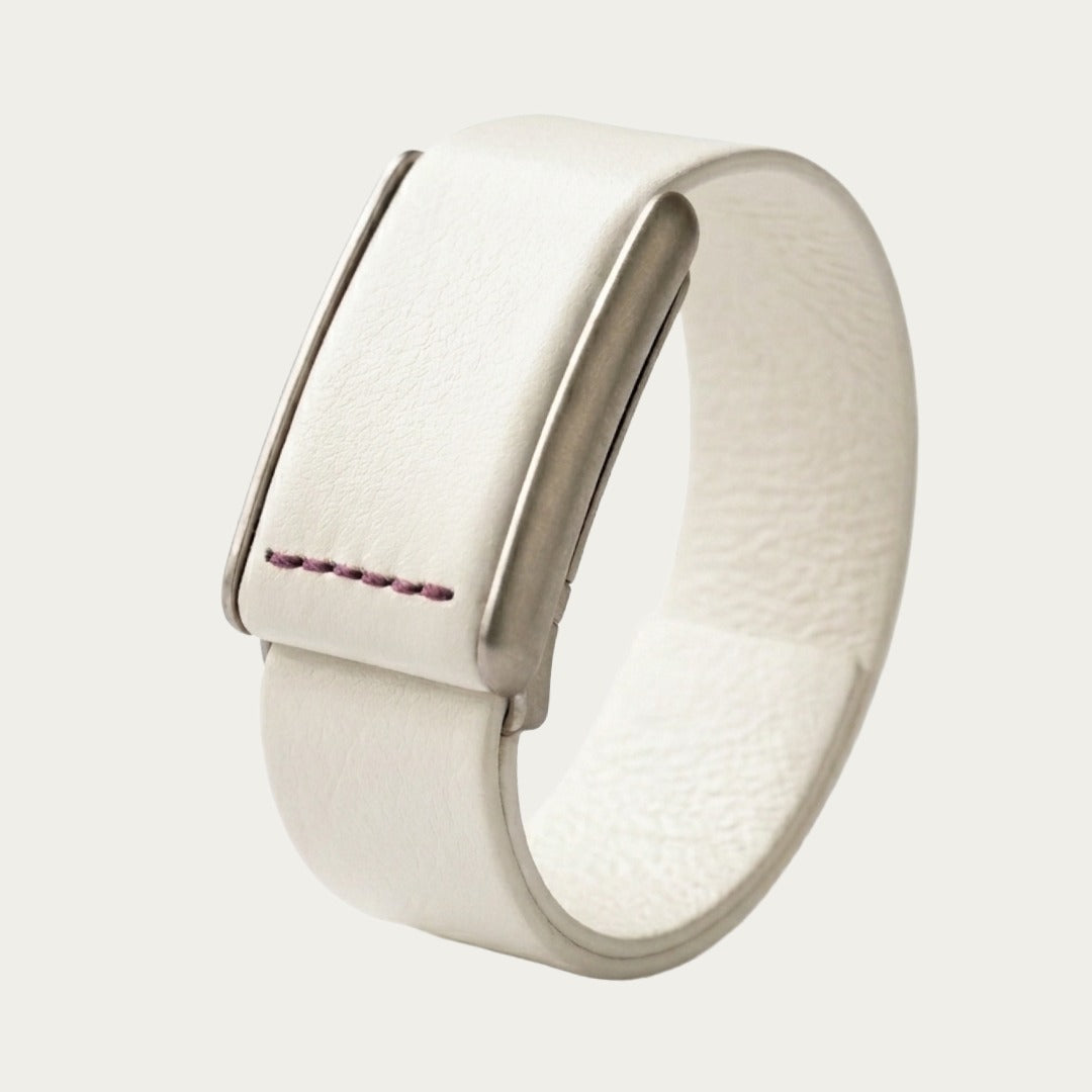 Ecoband 5.0 in White & Pink — WHOOP-compatible Italian bio-leather band by Rocker Duck (white & pink)