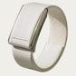 Ecoband 5.0 in Bianco — white Italian bio-leather WHOOP band with brushed silver clasp, studio shot (Bianco)