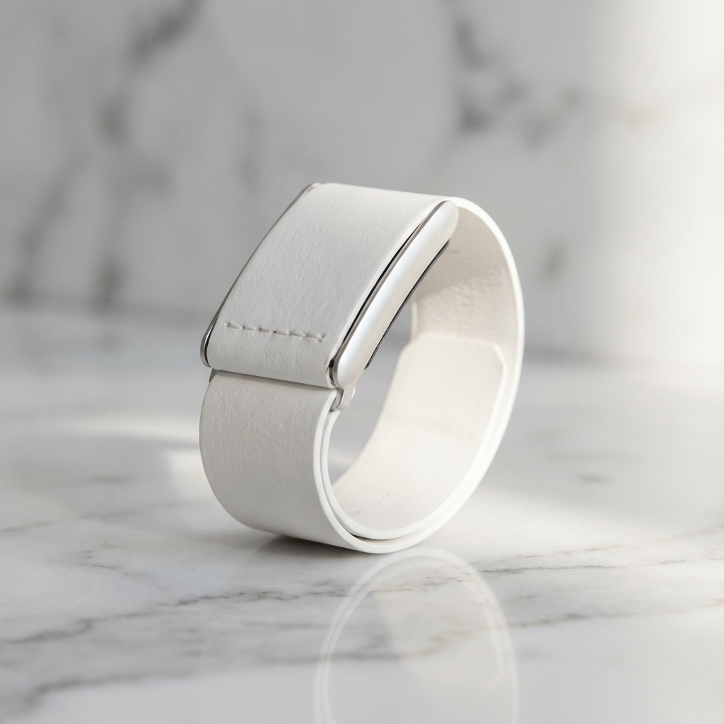 Rocker Duck Ecoband 5.0 White – WHOOP-compatible Italian vegan leather band, handmade luxury WHOOP strap